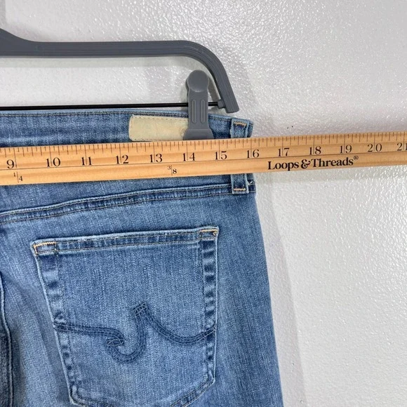 AG Adriano Goldschmied Prima Ankle Jeans Womens 31R Slim Straight Raw Hem Blue - Picture 7 of 9